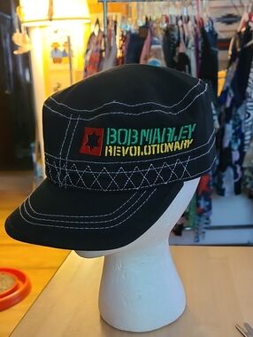 Bob Marley Revolutionary Black Military Cap
